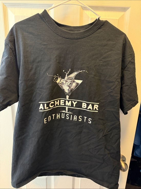 Gildan Other - Gildan Black T-Shirt with White Alchemy Bar Enthusiasts Logo